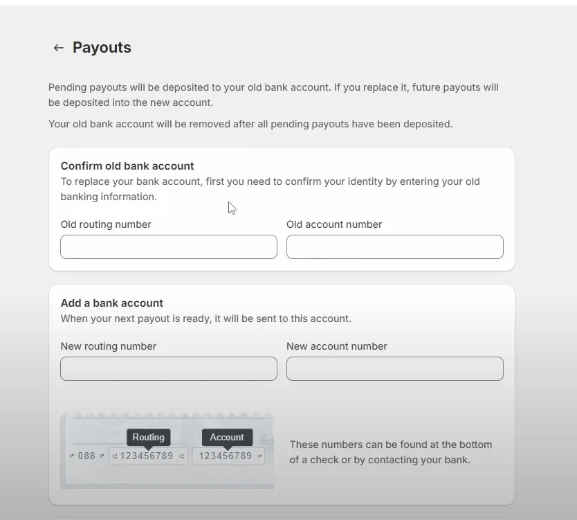 Edit Bank Account Information For Shopify Payments Payouts 4